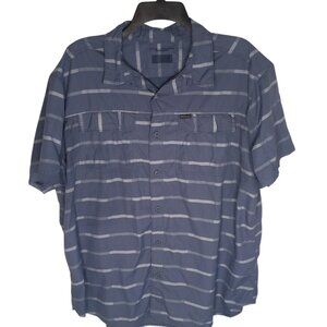 Columbia Shirt Mens XL Blue Striped Short Sleeve Fishing Omni Shade Vented